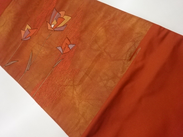 JAPANESE NAGOYA OBI / WOVEN ABSTRACT FLOWER